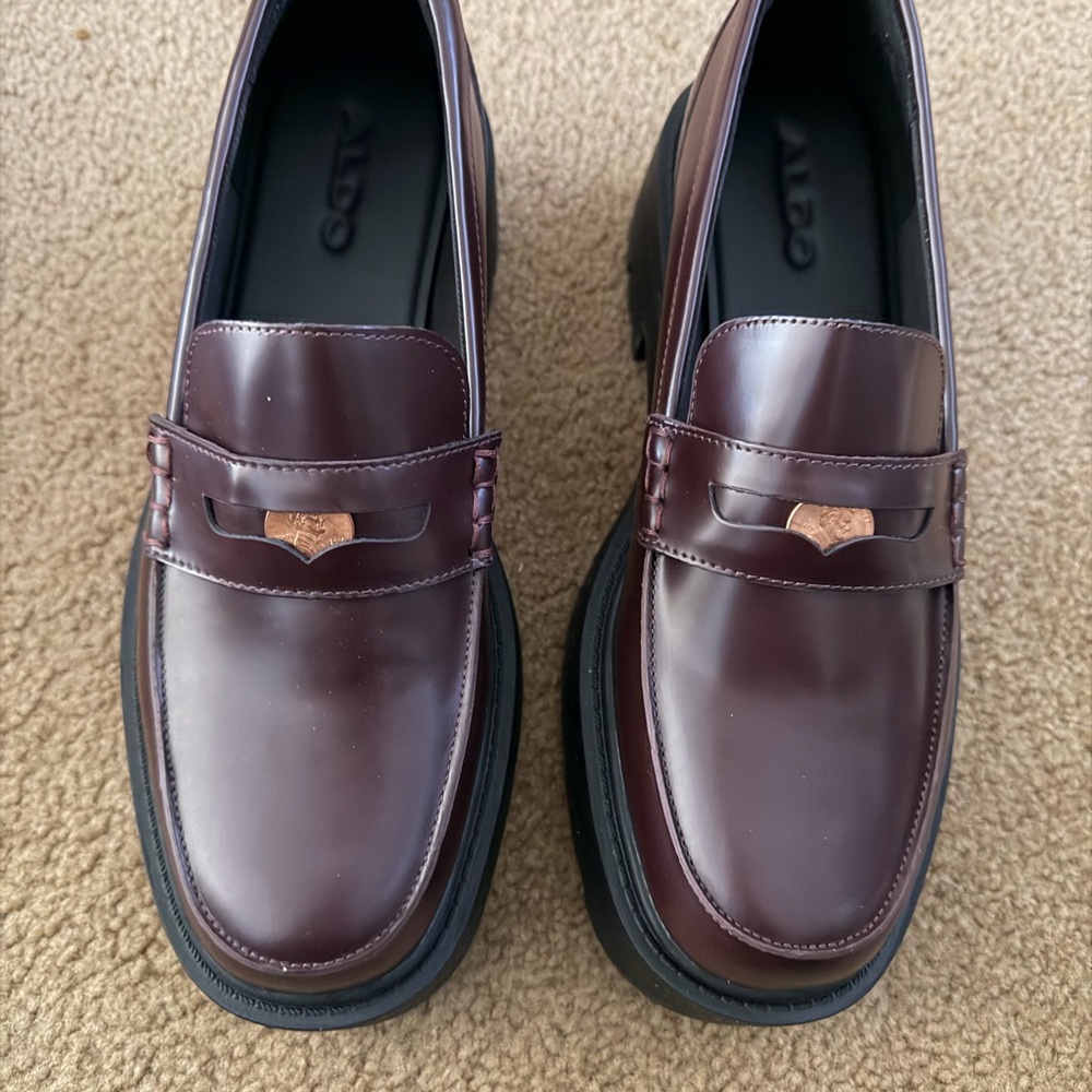 ALDO Women's Wine Leather Penny Loafers